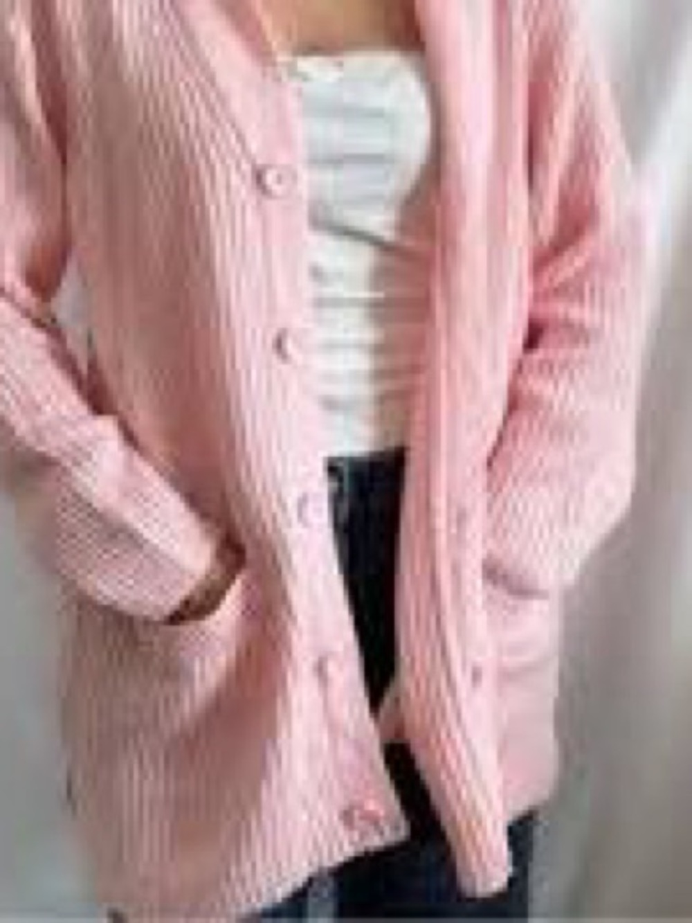 vintage Blair Shaker Knit Button-Front Cardigan in pastel pink,2XL